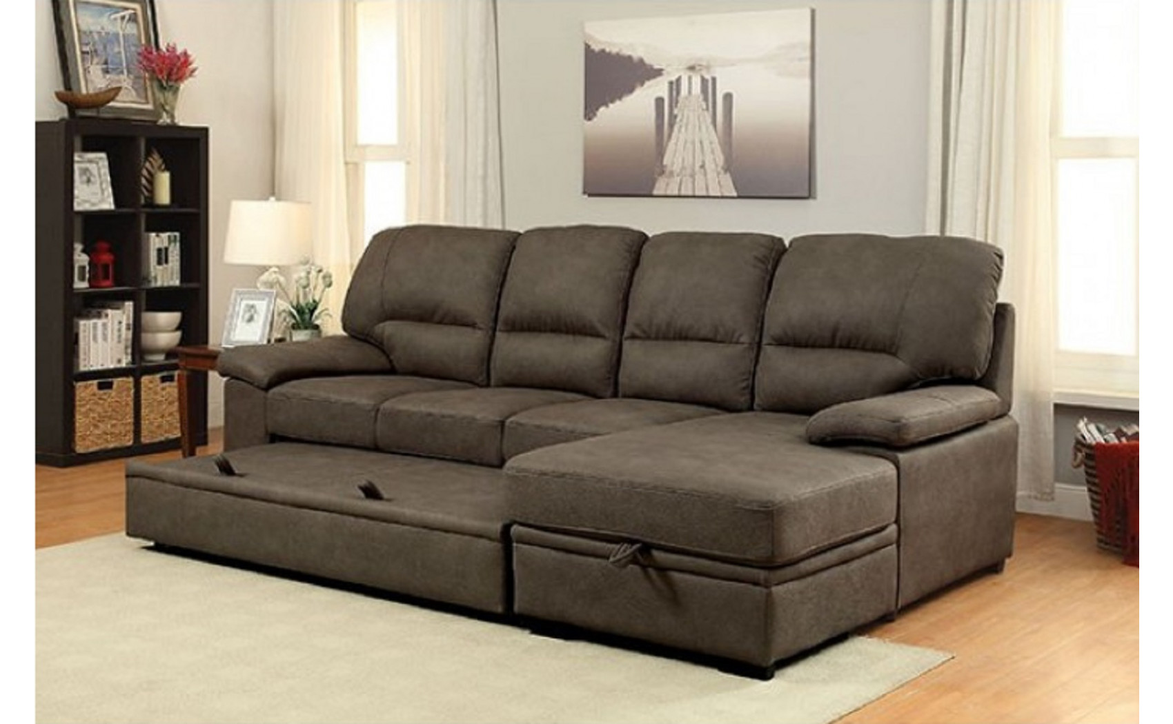 Alceste Sleeper Sectional Ash Brown Furniture of America