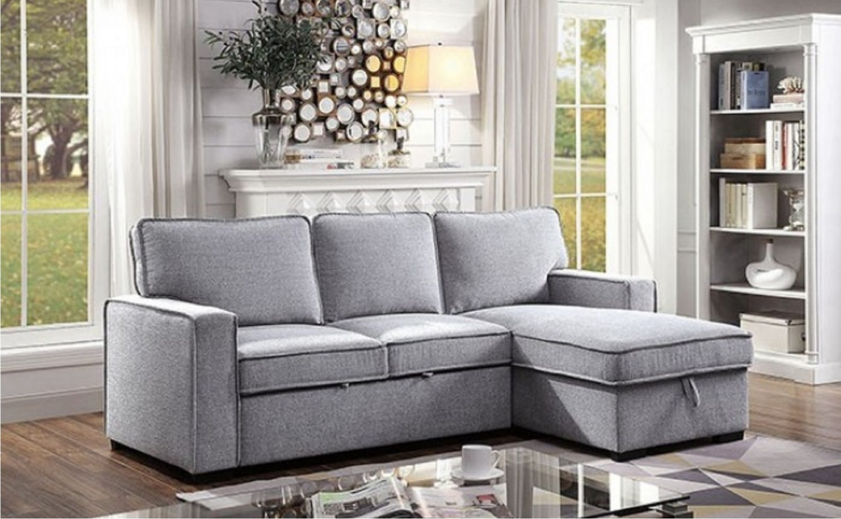 Ine Sectional Gray Furniture of America