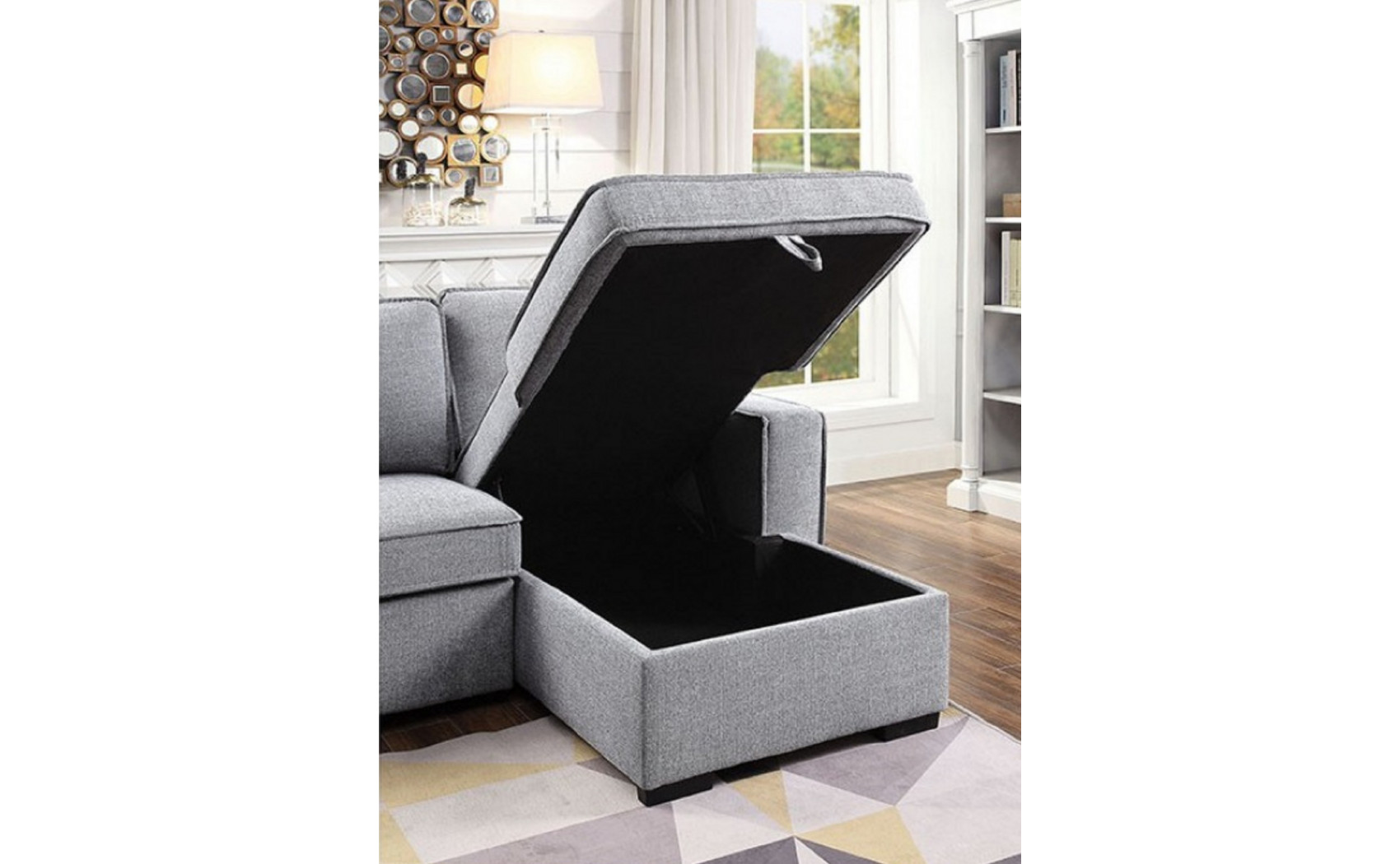 Ine Sectional Gray Furniture of America