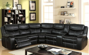 Giani Reclining Sectional w Console Black Furniture of America