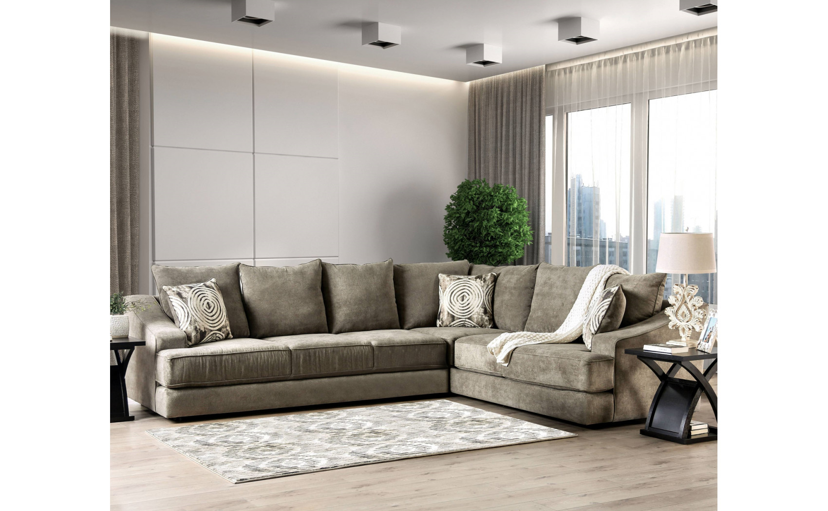 Nelmont Sectional Gray Beige Furniture of America