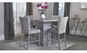 D1903BT + D1903BS-GRY Bar Set Silver / Clear Global Furniture D1903BT + D1903BS-GRY Bar Set Silver / Clear Global Furniture