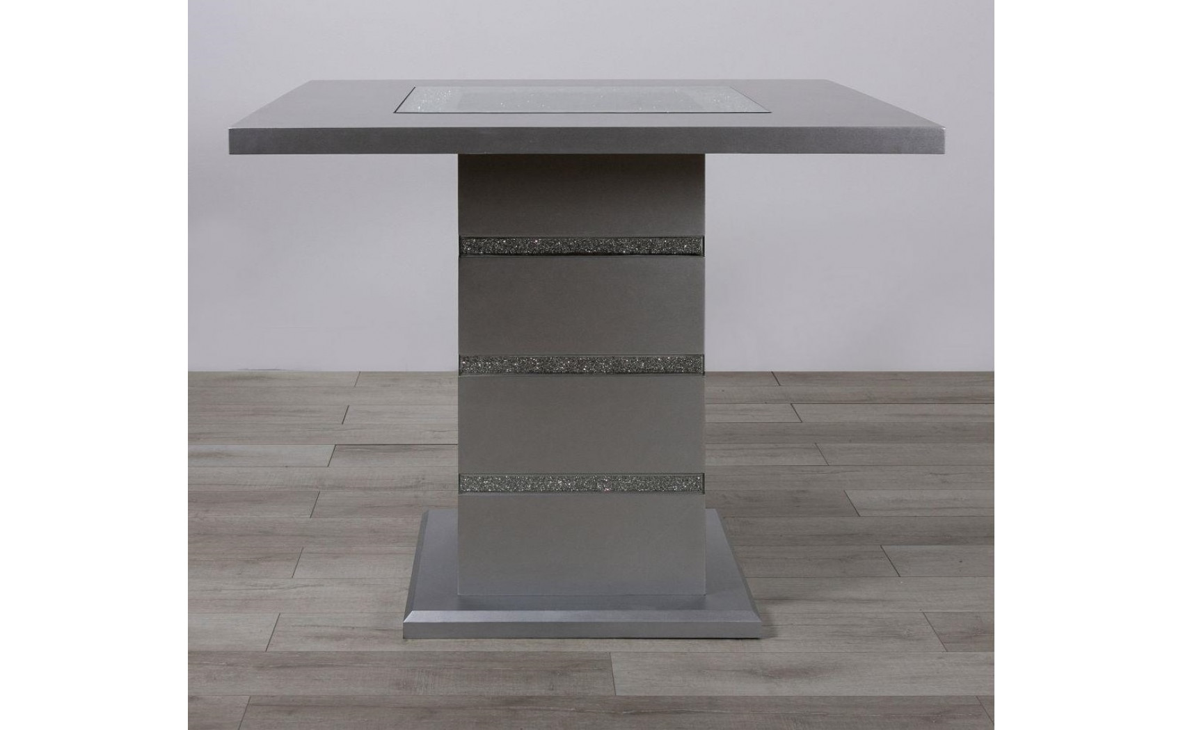 D1903BT + D1903BS-GRY Bar Set Silver / Clear Global Furniture