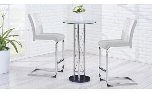 M208BT + D915BS-WHT Bar Set Silver / Clear Global Furniture M208BT + D915BS-WHT Bar Set Silver / Clear Global Furniture