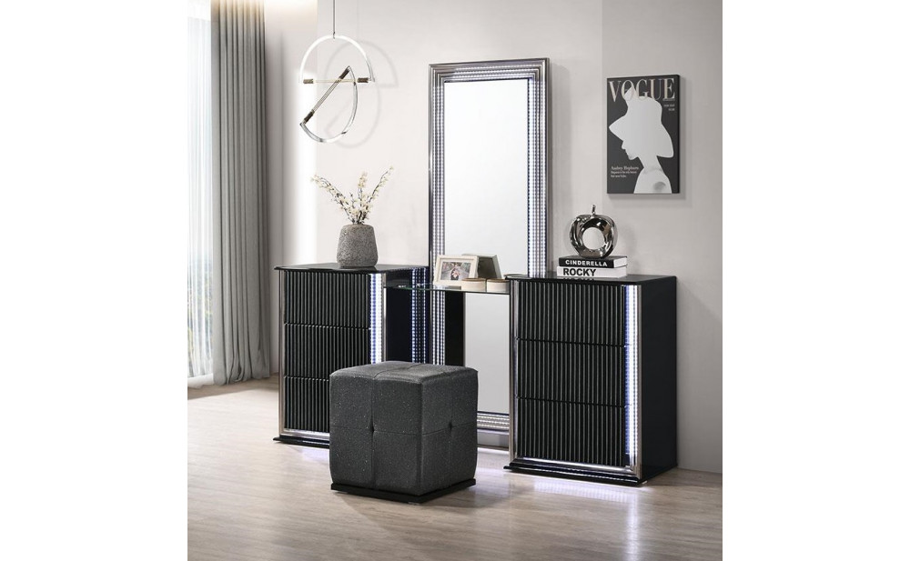 Aspen Vanity Stool Black Global Furniture