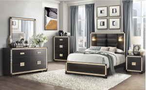 Blake Bedroom Set Black / Gold Global Furniture Blake Bedroom Set Black / Gold Global Furniture