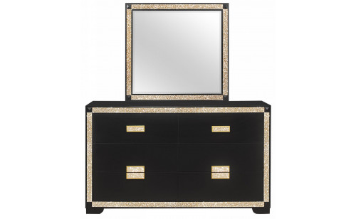 Blake Dresser Black / Gold Global Furniture Blake Dresser Black / Gold Global Furniture
