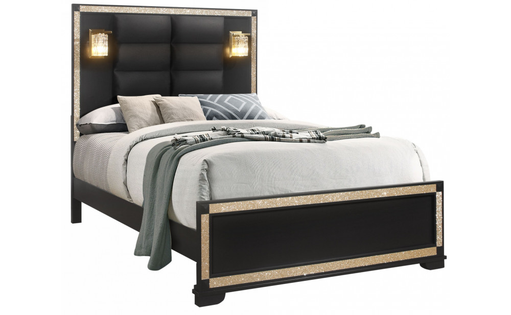 Blake Bedroom Set Black / Gold Global Furniture