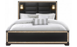 Blake Bed Black / Gold Global Furniture Blake Bed Black / Gold Global Furniture