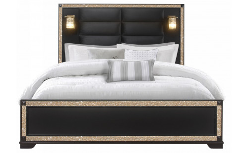 Blake Bed Black / Gold Global Furniture Blake Bed Black / Gold Global Furniture