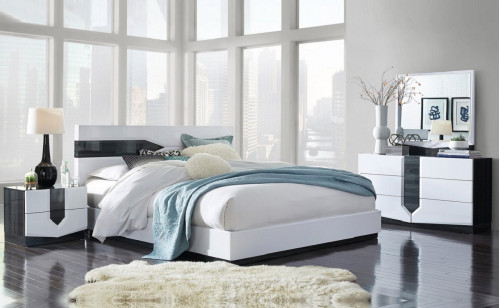 Hudson Bedroom Set White / Grey Global Furniture