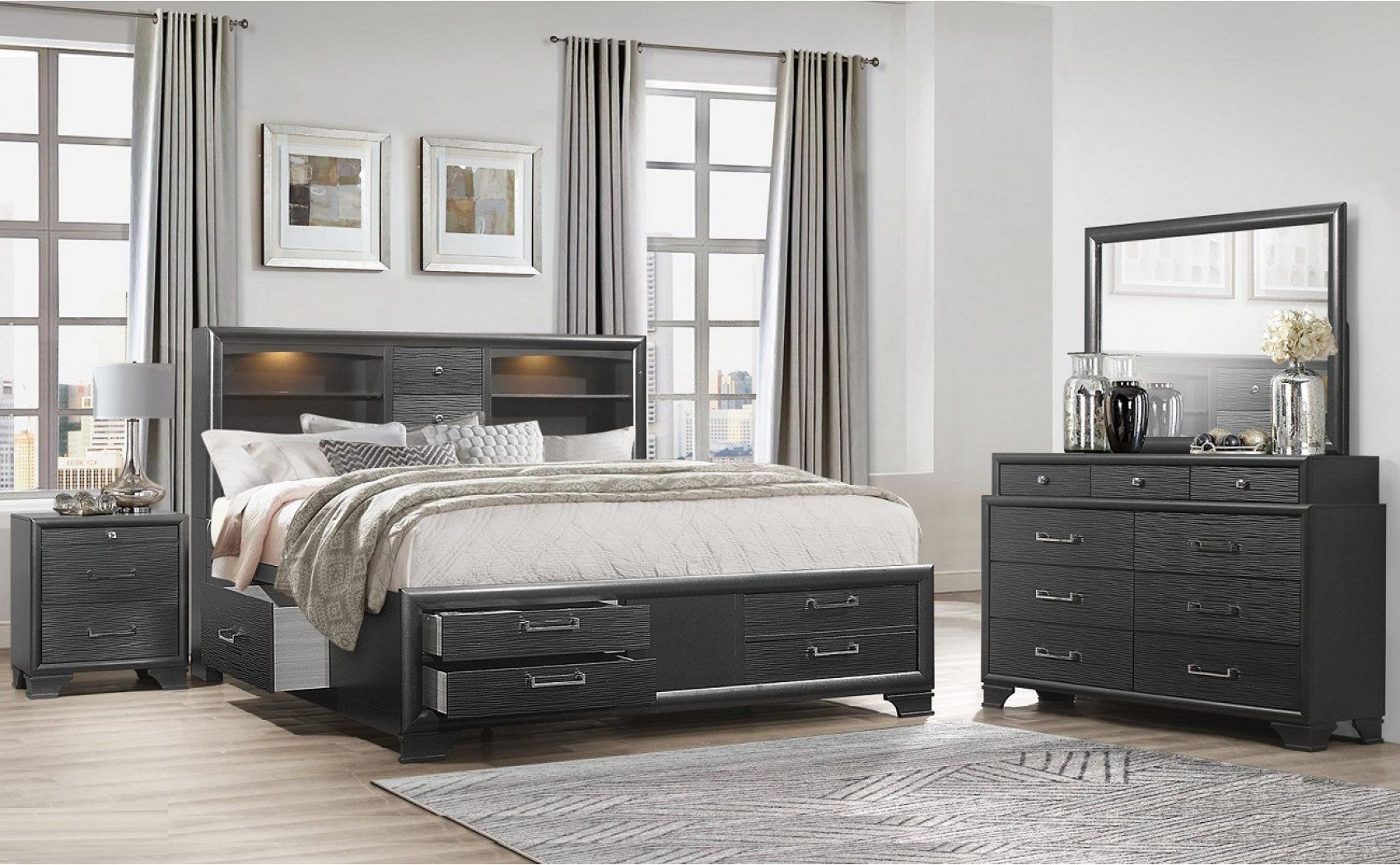 Jordyn Bed Grey Global Furniture