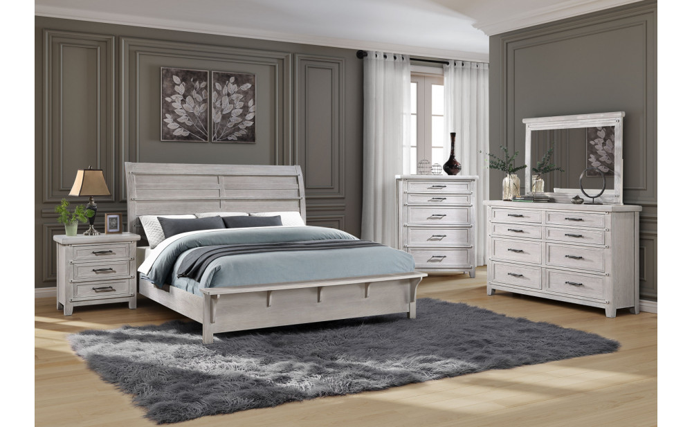 Levi Bedroom Set White / Oak Global Furniture