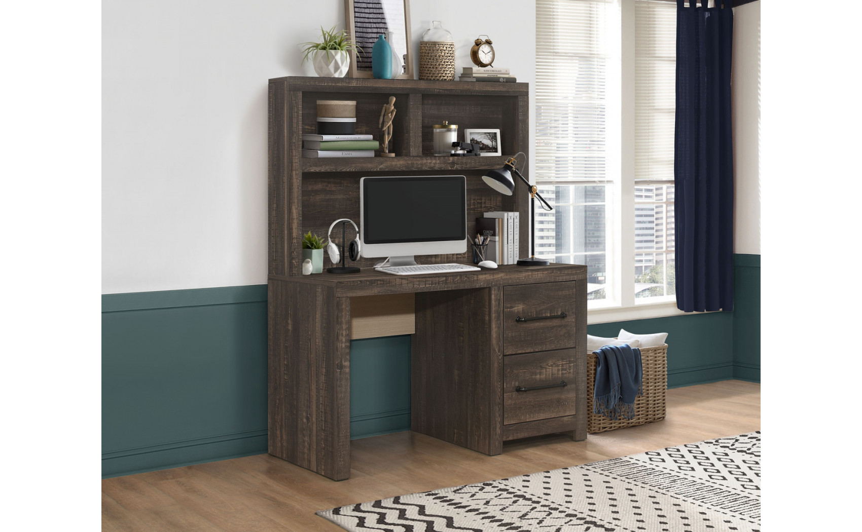 Linwood Bed Dark Oak Global Furniture