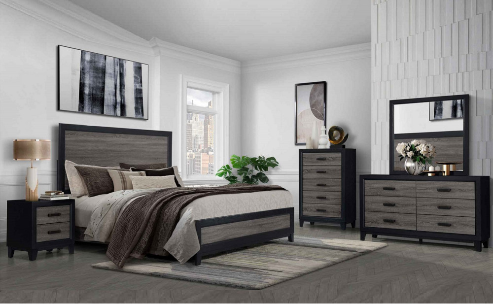 Lisbon Bedroom Set Grey / Black Global Furniture