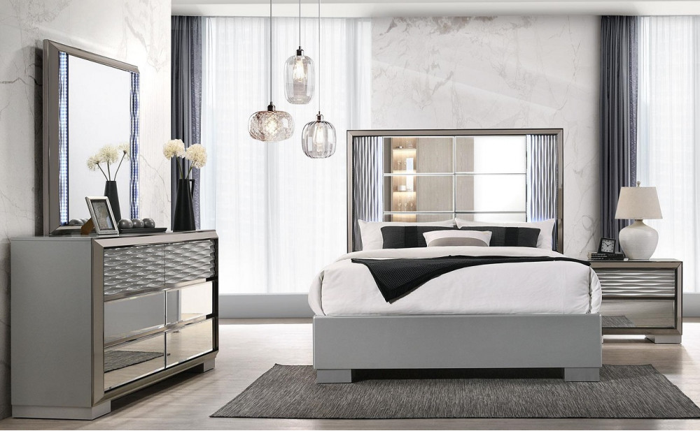 Skyline Bedroom Set Silver Global Furniture