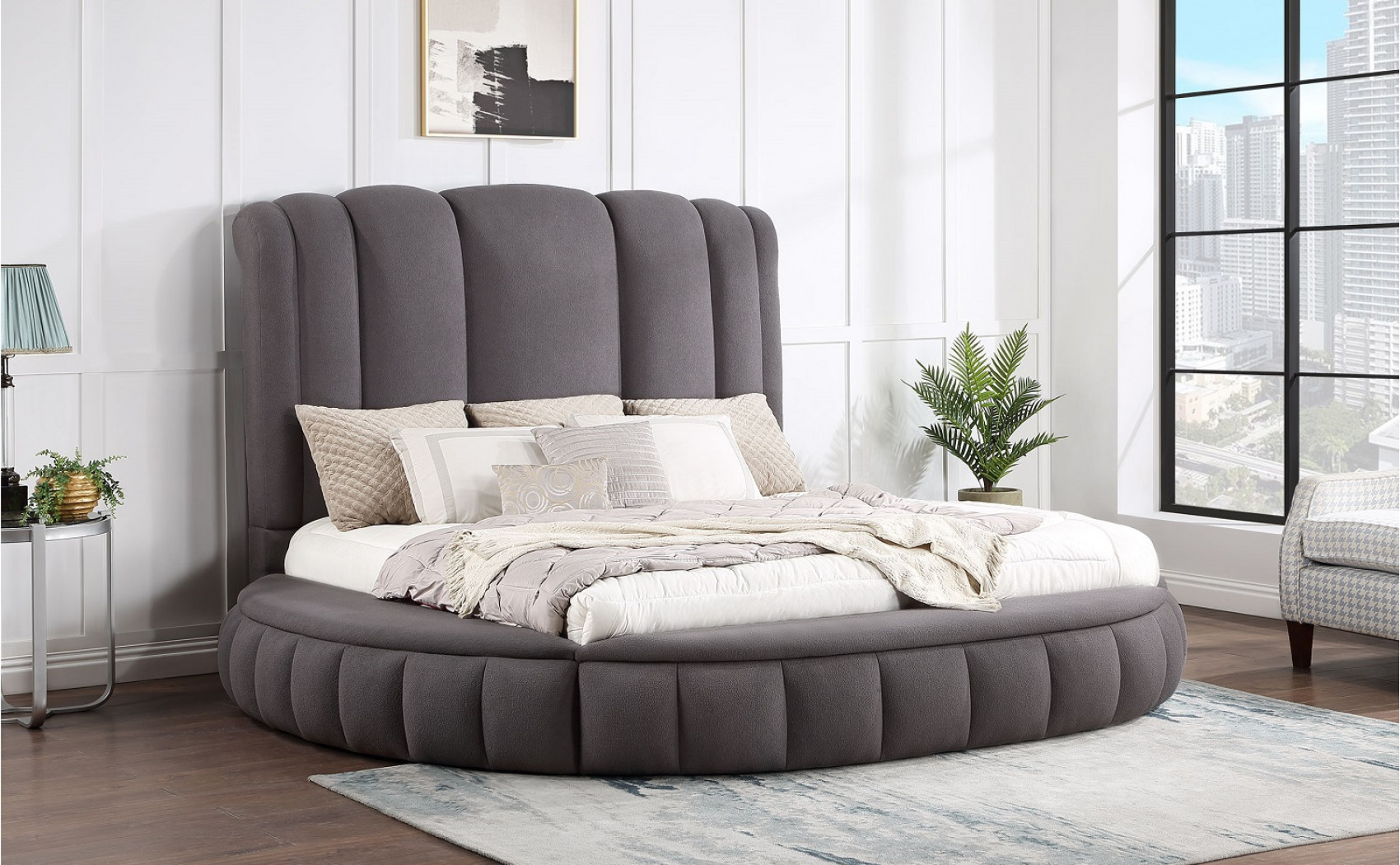 Snow Bed Dark Grey Global Furniture