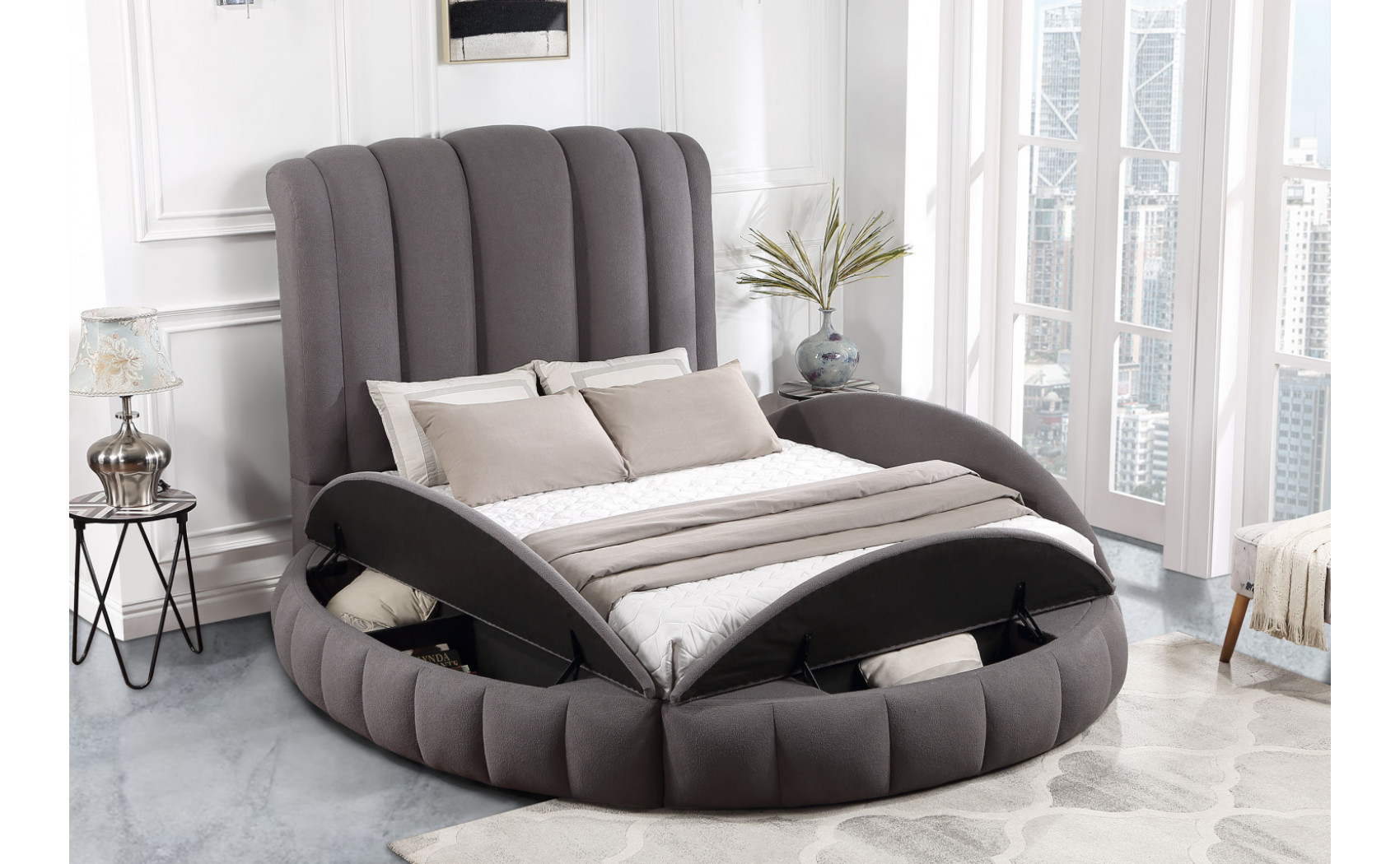 Snow Bed Dark Grey Global Furniture
