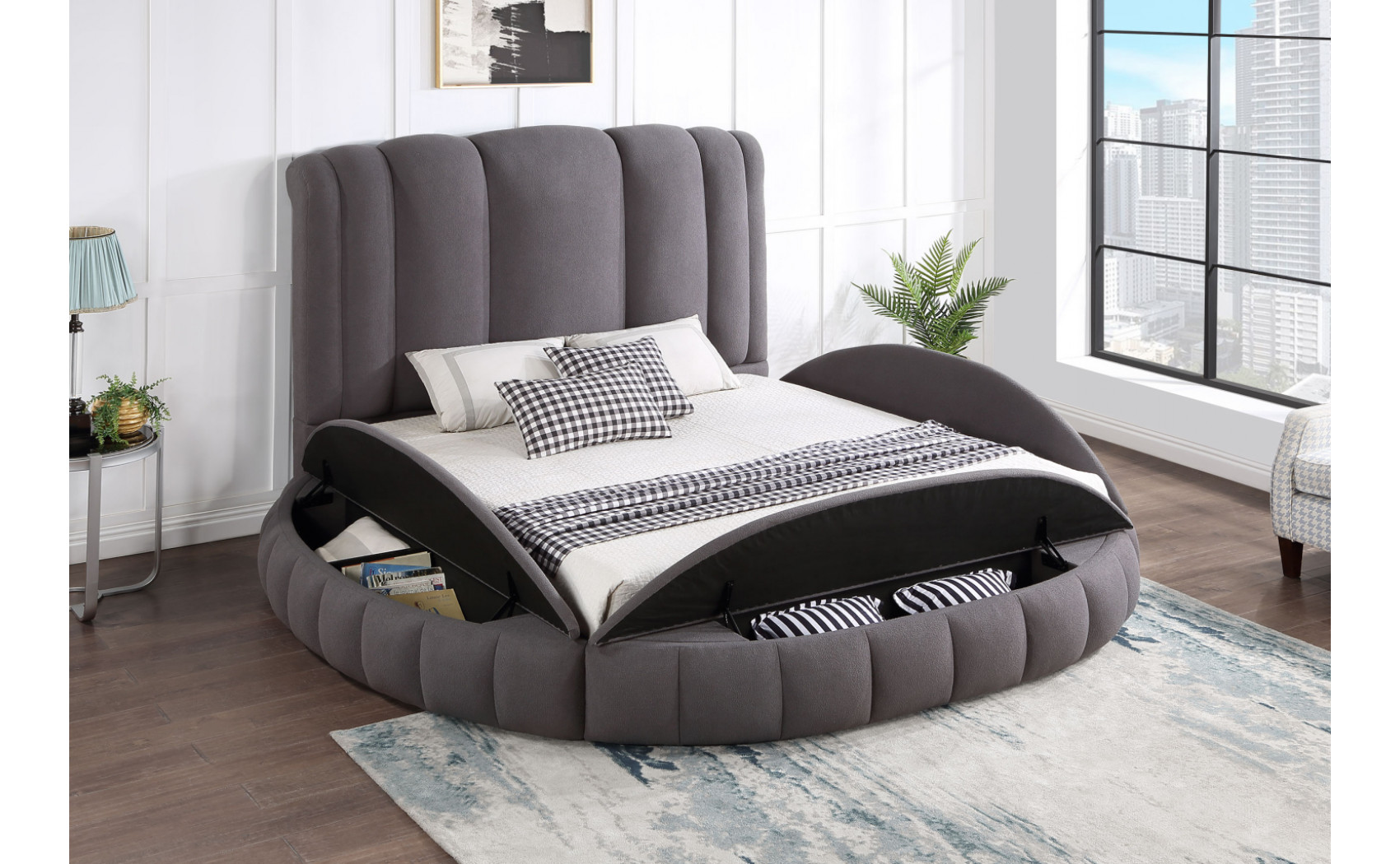 Snow Bed Dark Grey Global Furniture