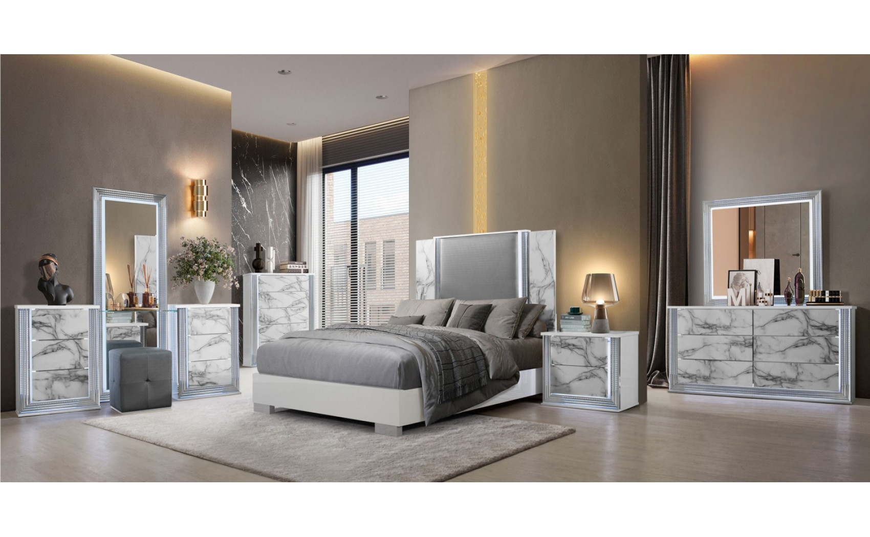 Ylime Vanity Light Grey / White Global Furniture