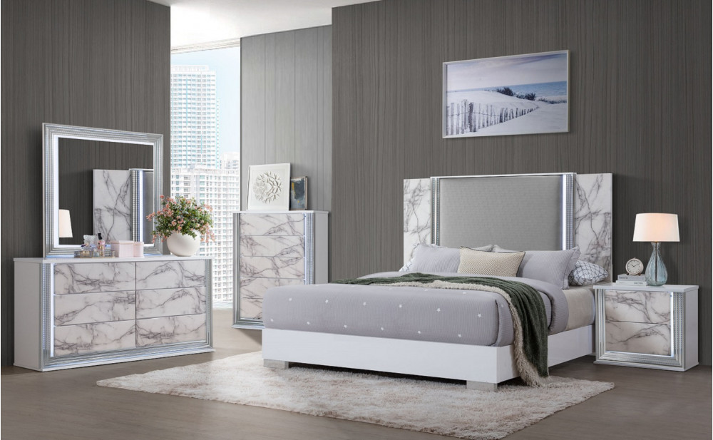 Ylime Nightstand Light Grey / White Global Furniture