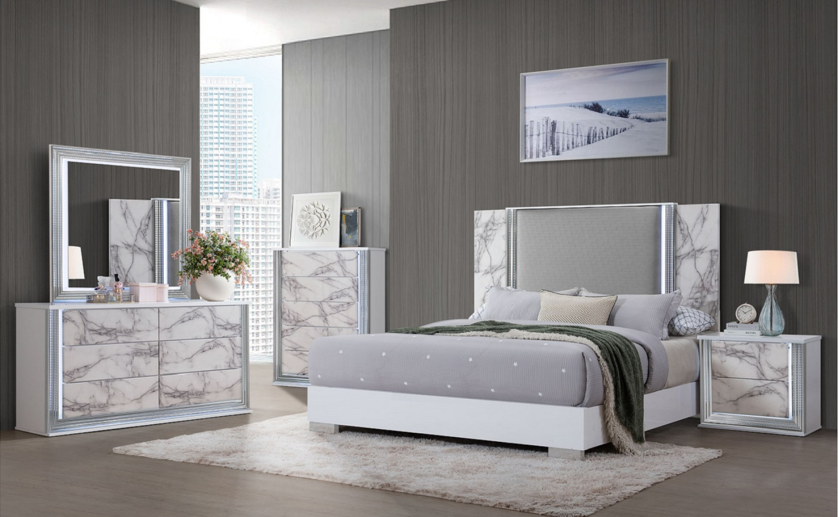 Ylime Vanity Light Grey / White Global Furniture