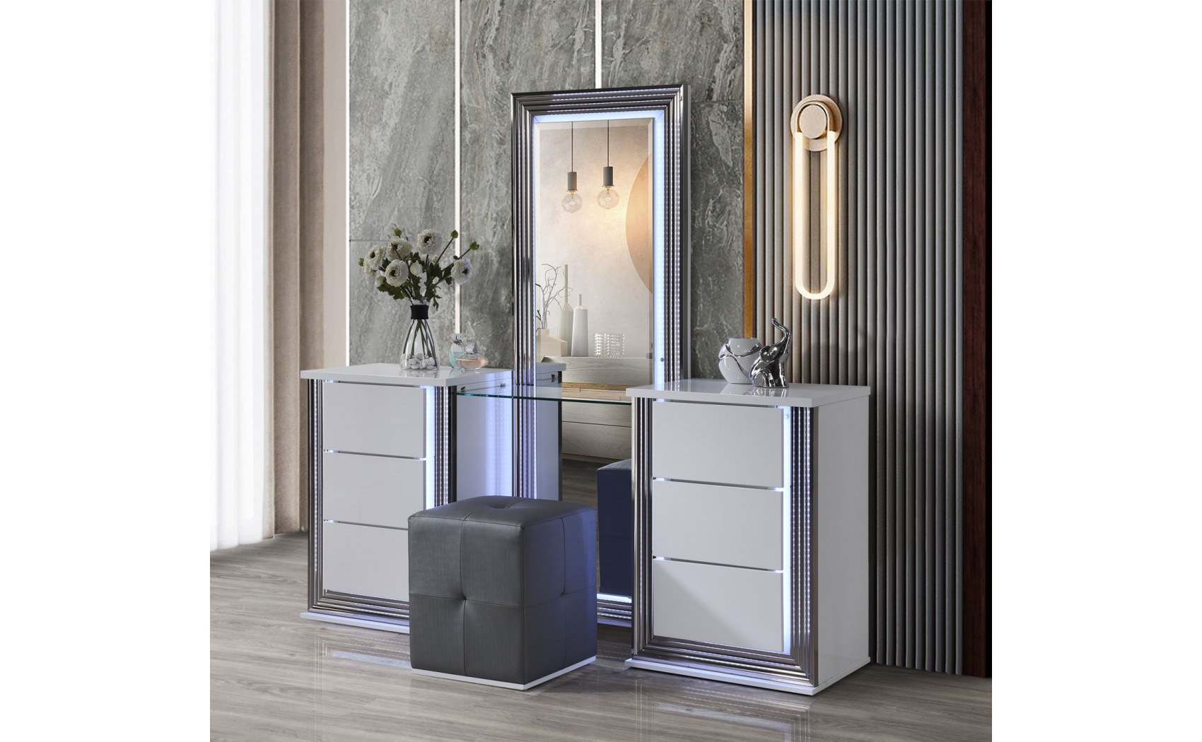 Ylime Vanity White Global Furniture