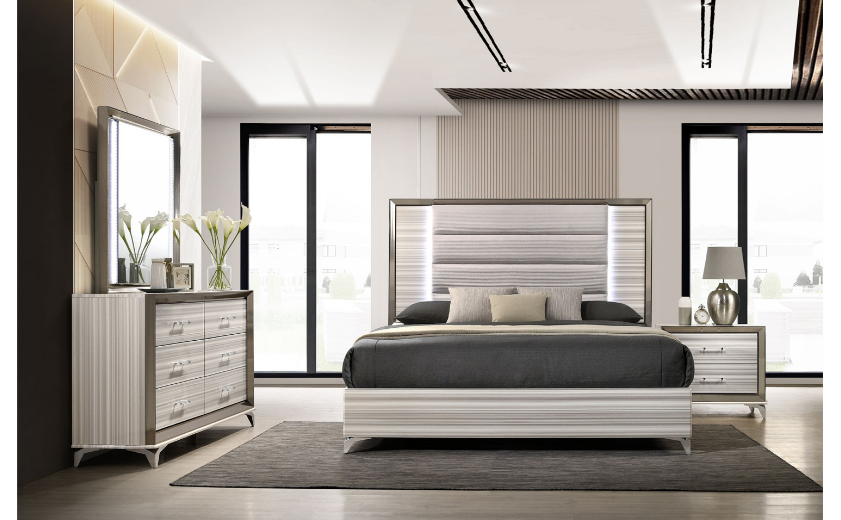 Zambrano Vanity Light Grey / White Global Furniture