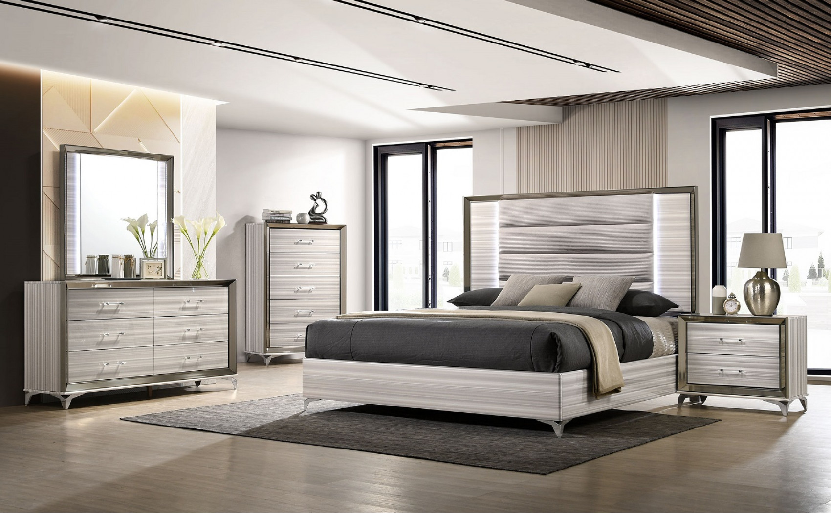 Zambrano Vanity Light Grey / White Global Furniture