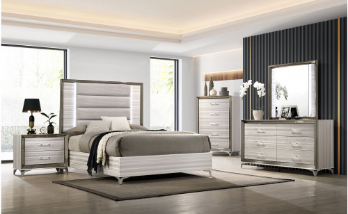Zambrano Bedroom Set Light Grey / White Global Furniture Zambrano Bedroom Set Light Grey / White Global Furniture