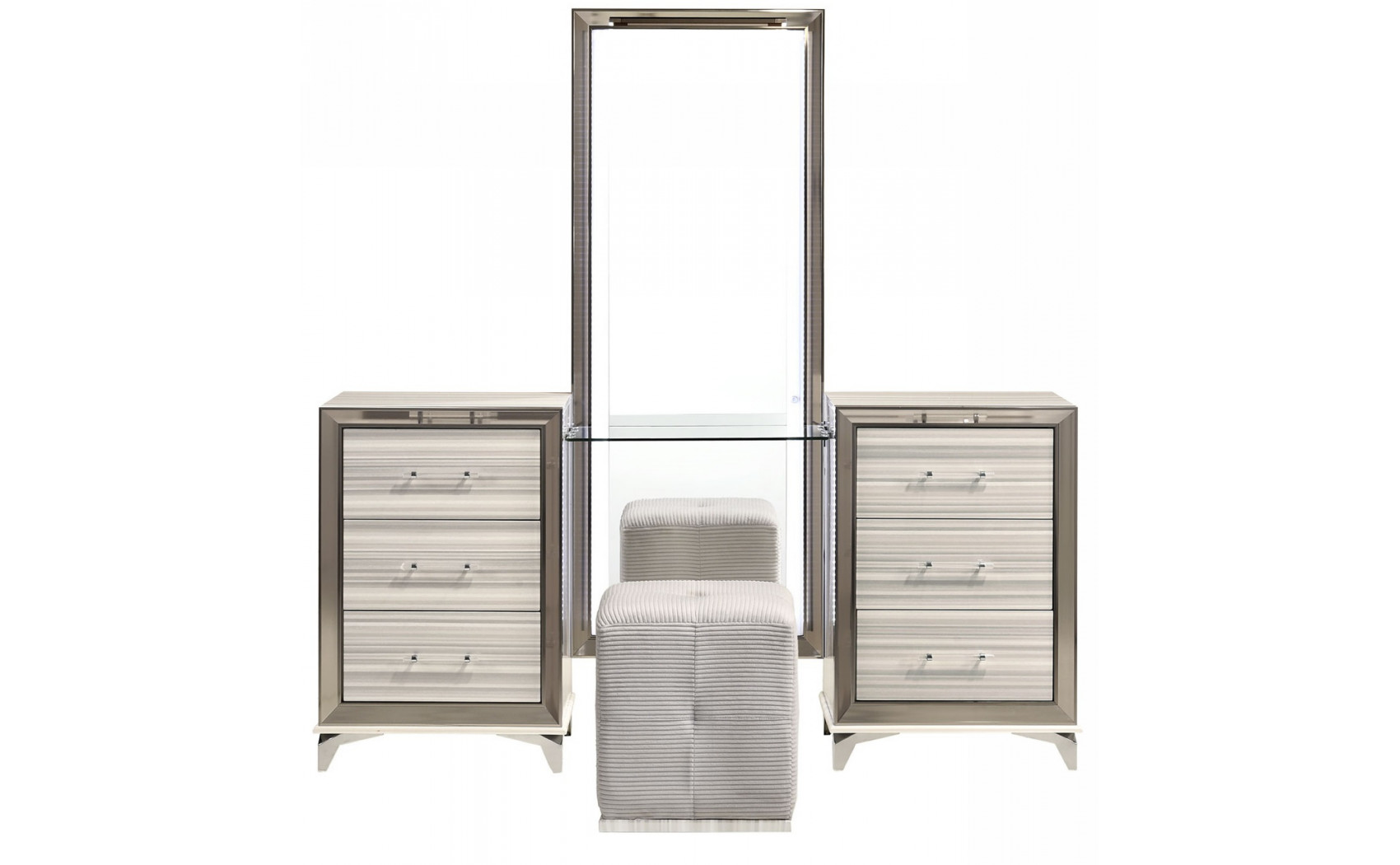 Zambrano Vanity Light Grey / White Global Furniture