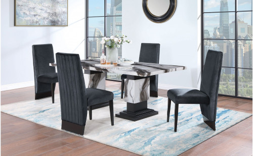 D12DT-WHITE/BLACK + D12DC-BLK Dining Set Global Furniture D12DT-WHITE/BLACK + D12DC-BLK Dining Set Global Furniture