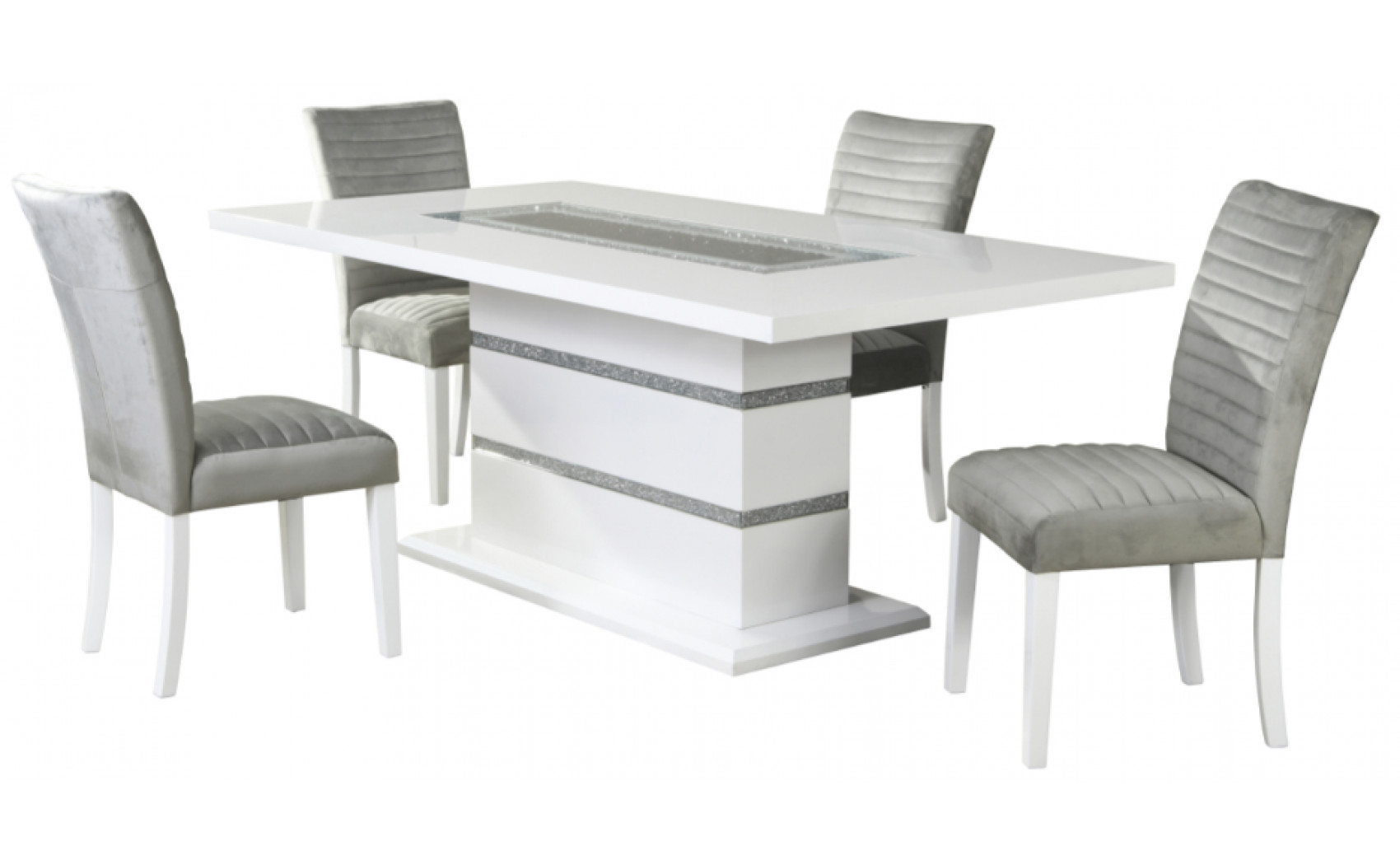 Monaco D1903DC Dining Chair Set Light Grey / White Global Furniture