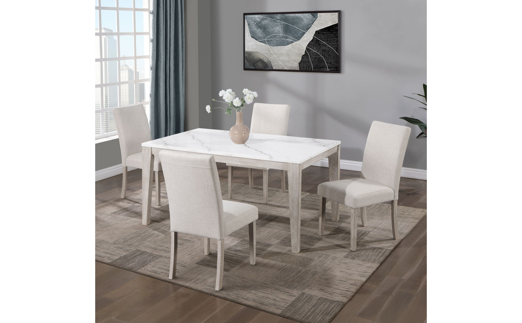 D2023 Dining Chair Set Beige Global Furniture (Set of 4)