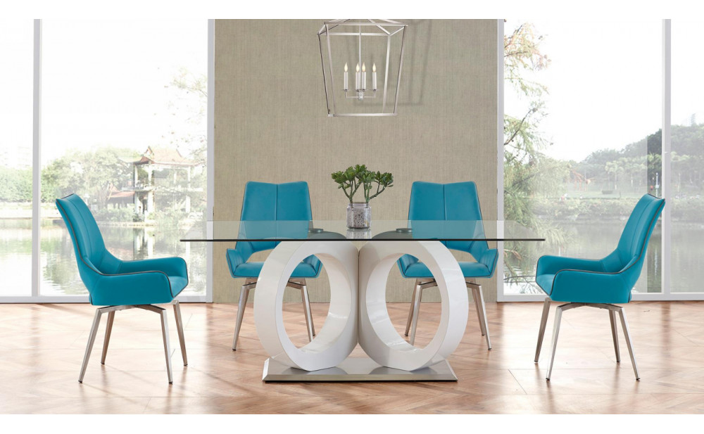 D4878DC Swivel Dining Chair Set Turquoise Global Furniture