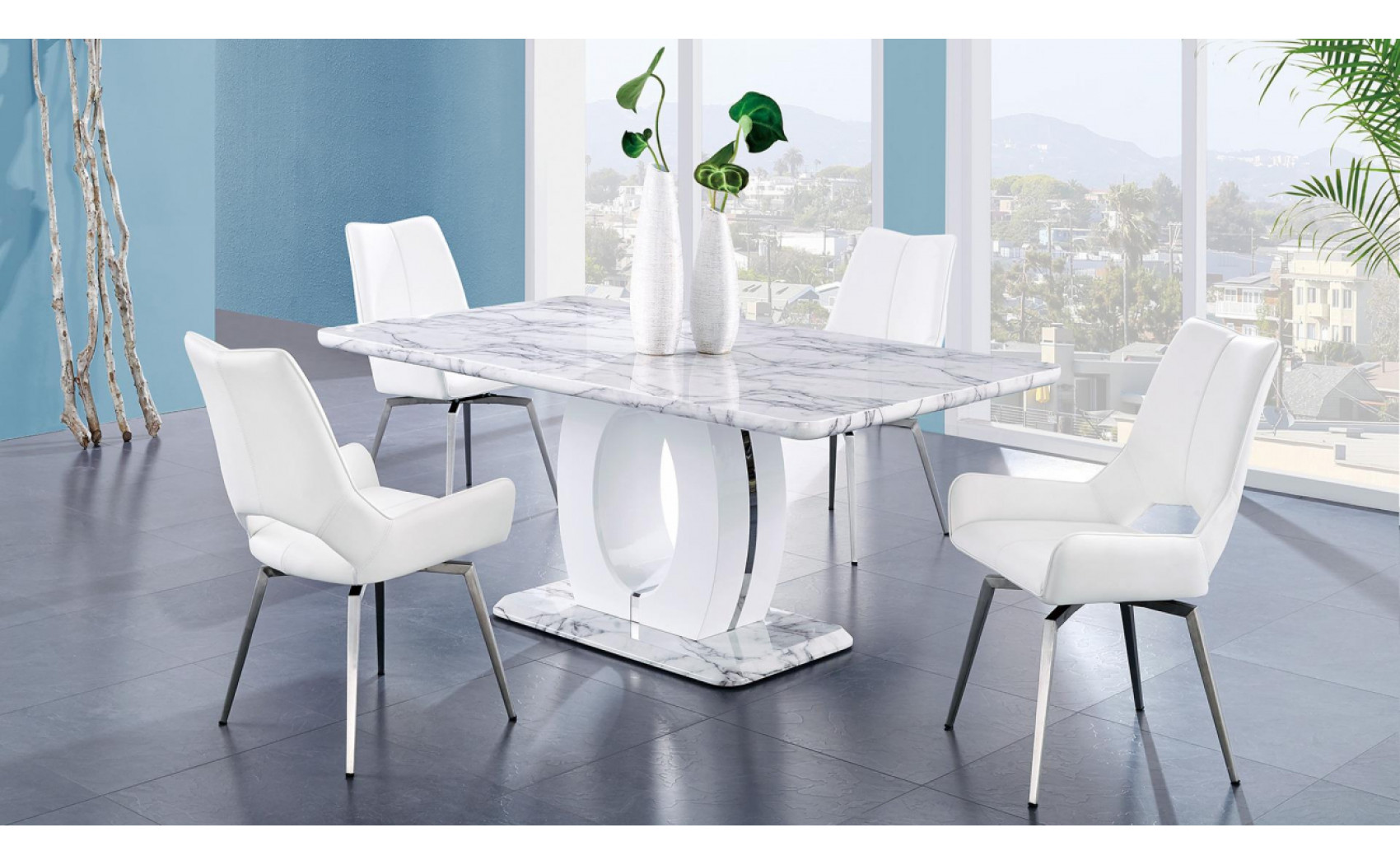 D4878DC Swivel Dining Chair Set White Global Furniture