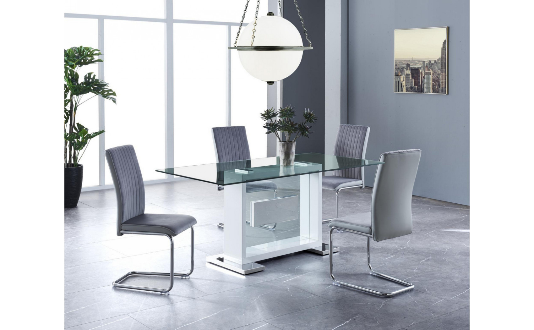 D4957DC Dining Chair Set Grey / Light Grey Global Furniture