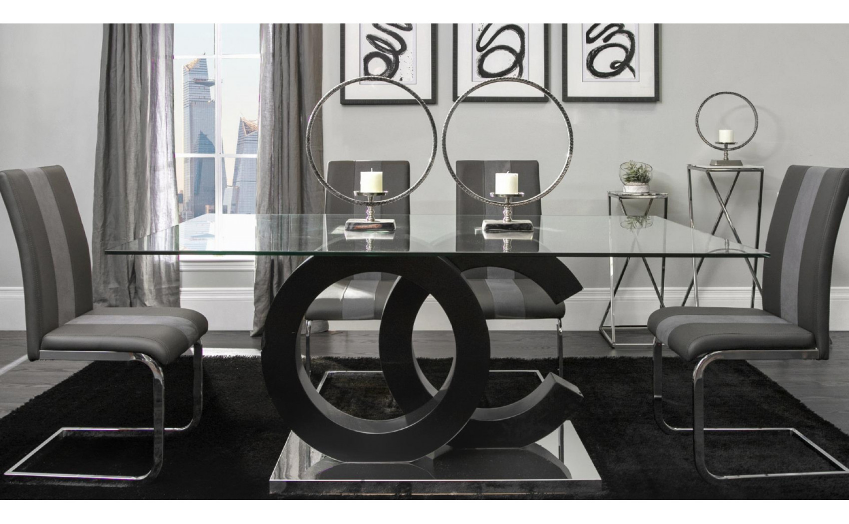 D915DC Dining Chair Set Grey Global Furniture
