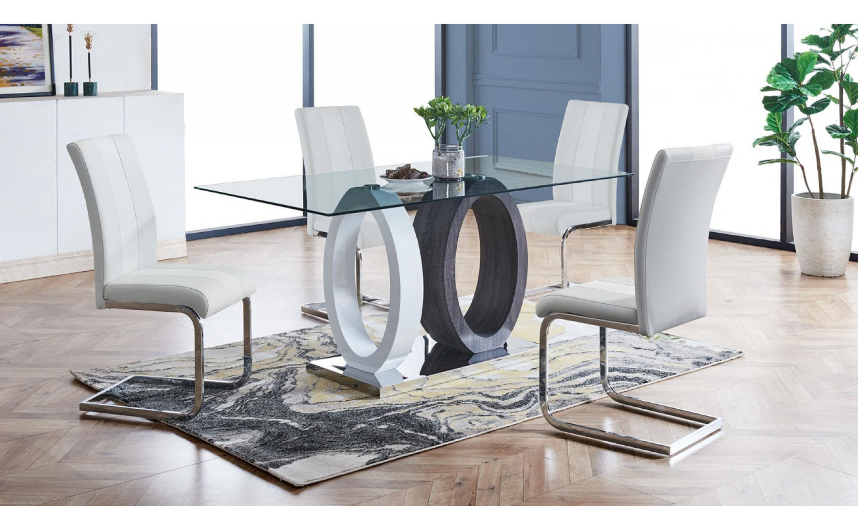 D915DC Dining Chair Set White Global Furniture