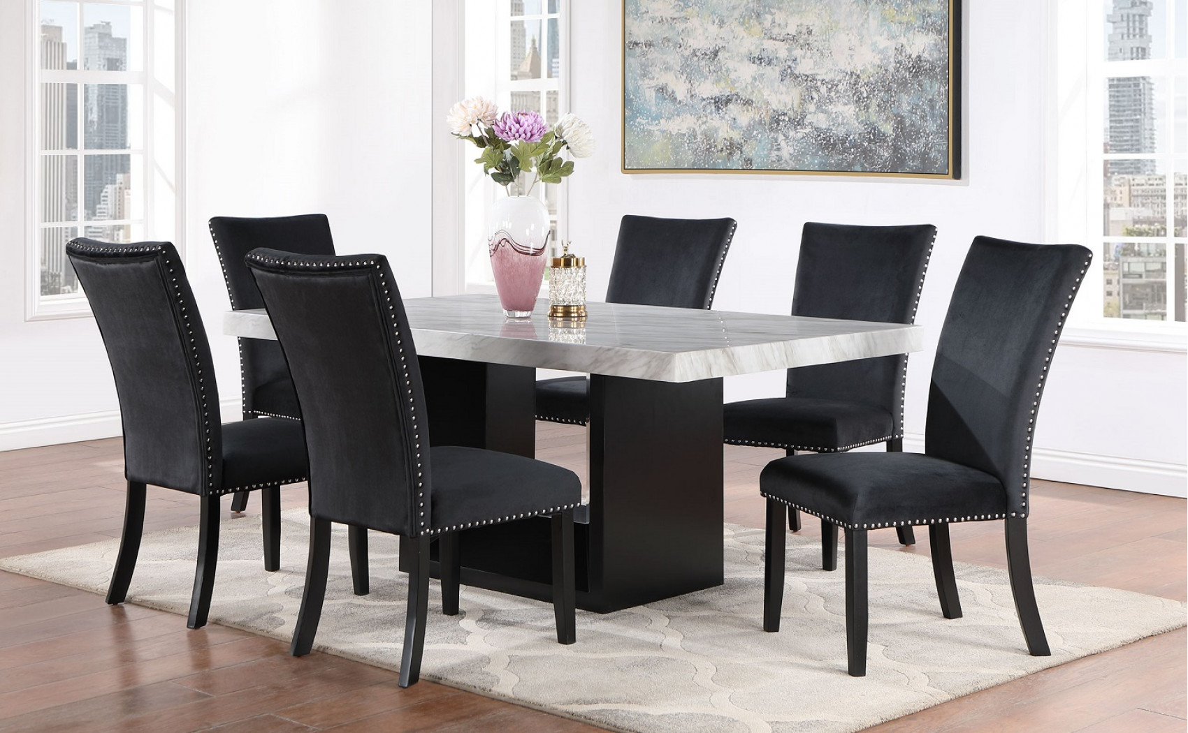 D02DT + D03DC-BLK Dining Set Global Furniture