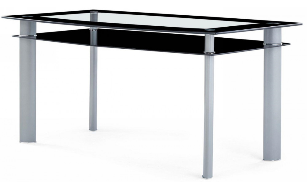 D1058NDT Dining Table Glass Black / Grey Global Furniture