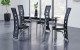 D1058NDT Dining Table Glass Black / Grey Global Furniture