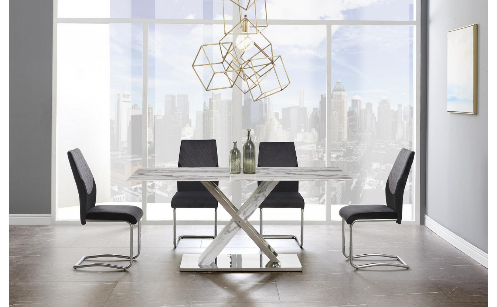 D1274DT Dining Table Marble Grey Global Furniture