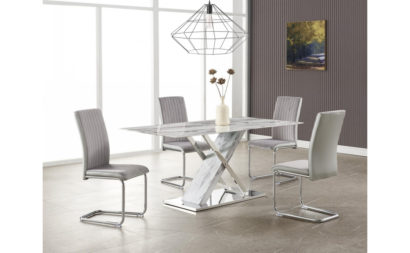 D1274DT Dining Table Marble Grey Global Furniture