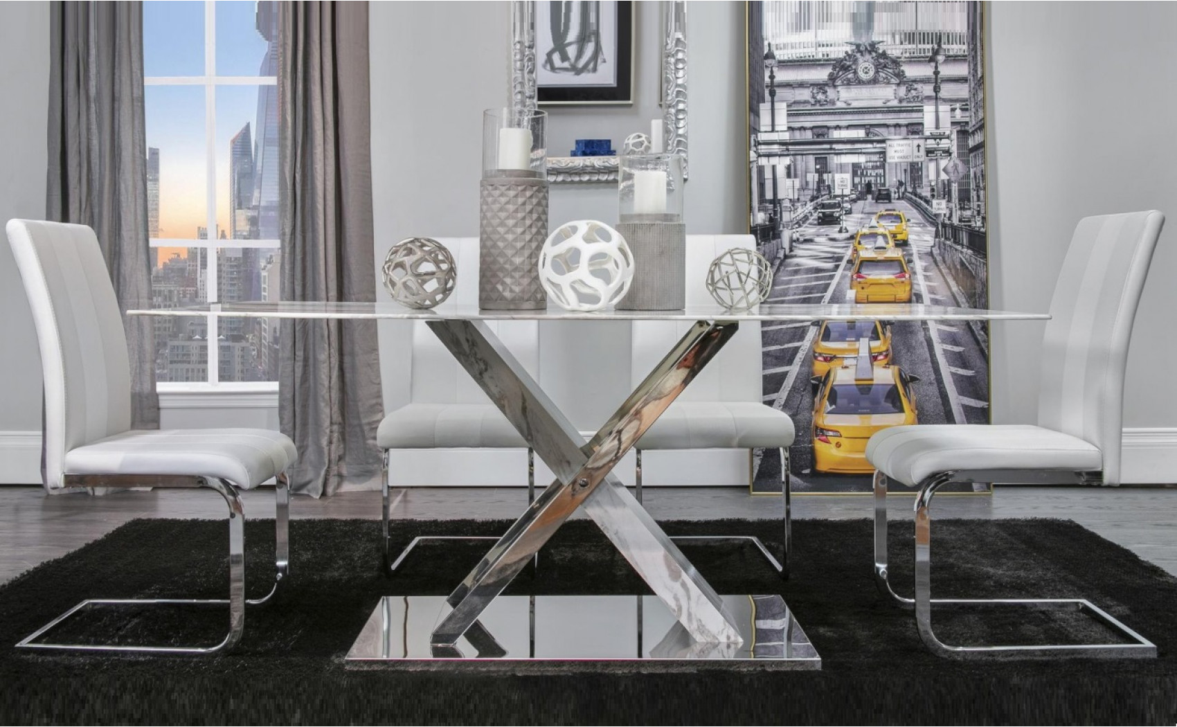 D1274DT Dining Table Marble Grey Global Furniture