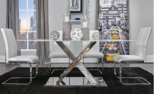 D1274DT + D915DC-WH Dining Set Global Furniture D1274DT + D915DC-WH Dining Set Global Furniture