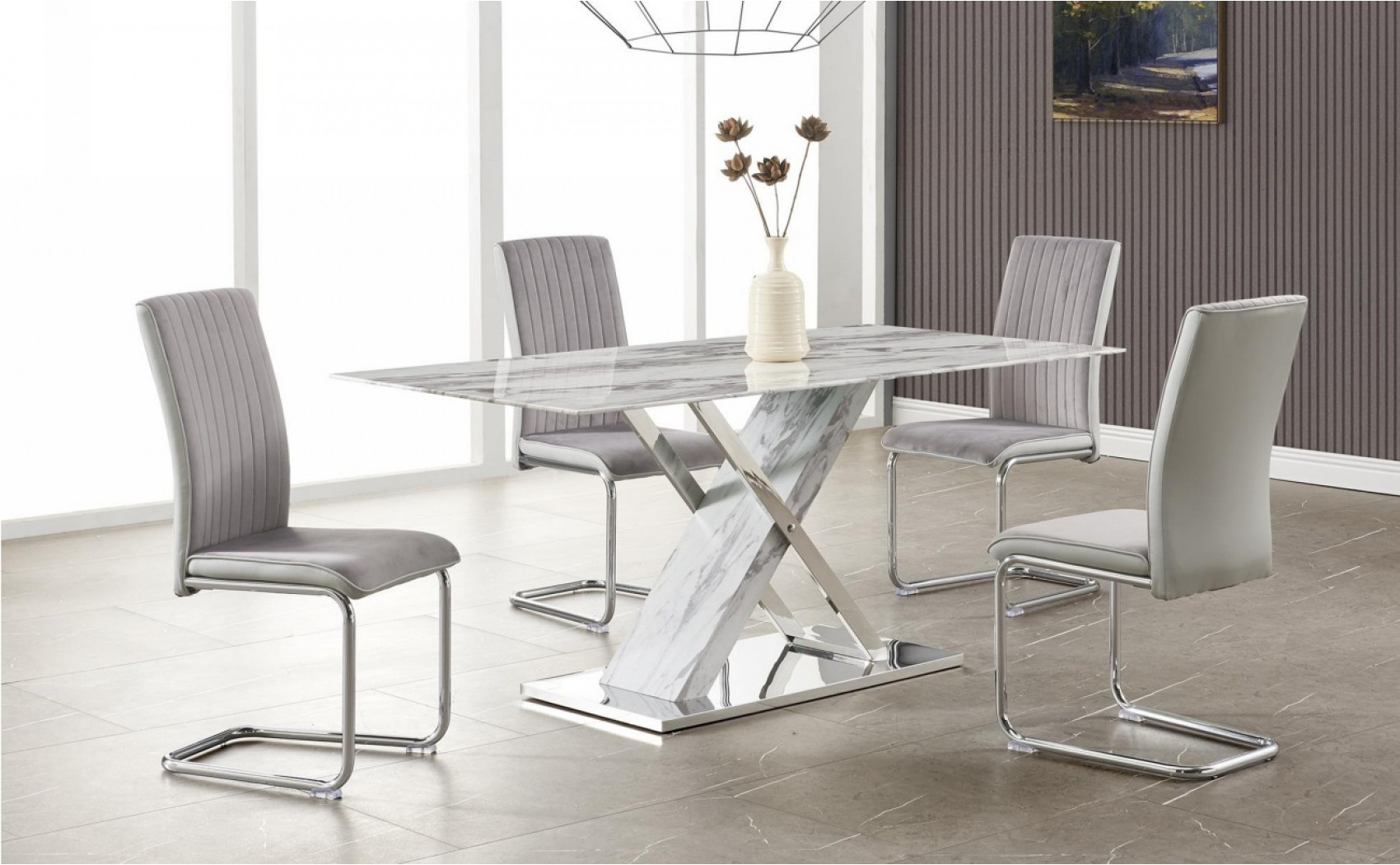 D1274DT Dining Table Marble Grey Global Furniture