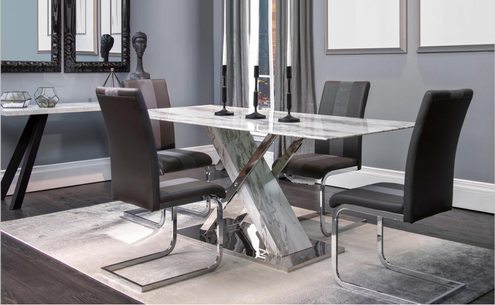 D1274DT Dining Table Marble Grey Global Furniture