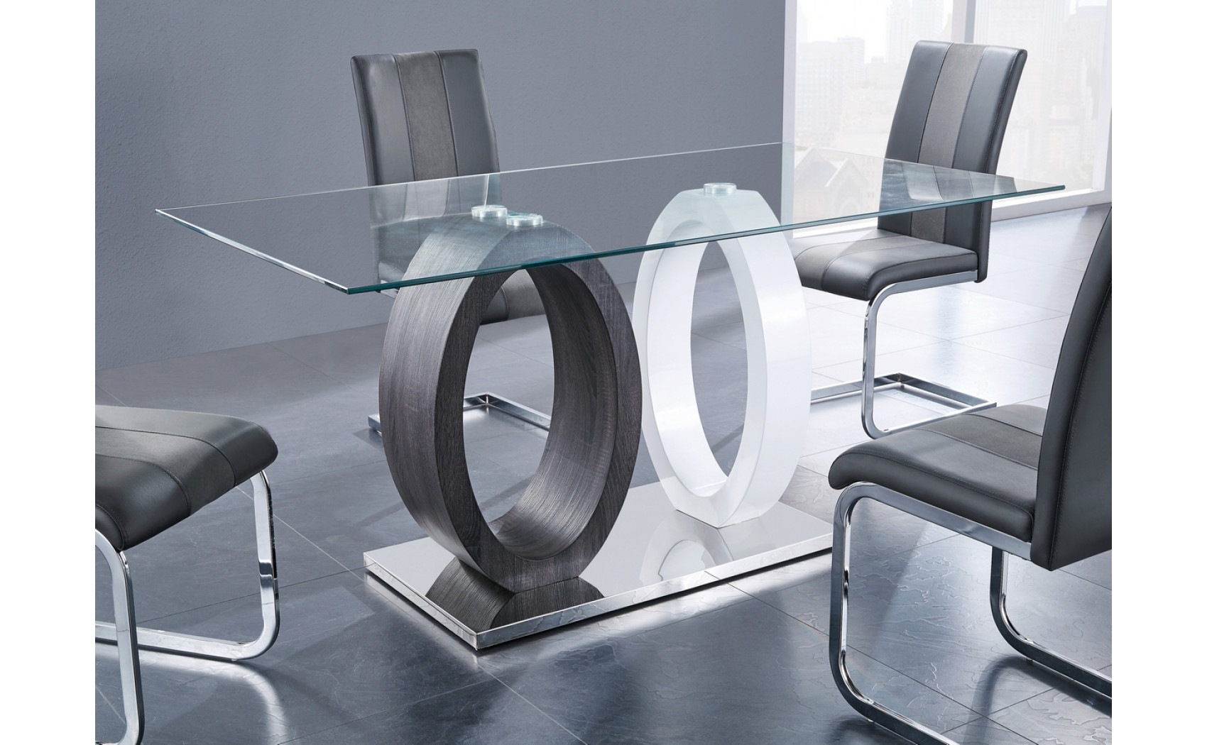 D1628DT Dining Table Glass White / Grey Global Furniture