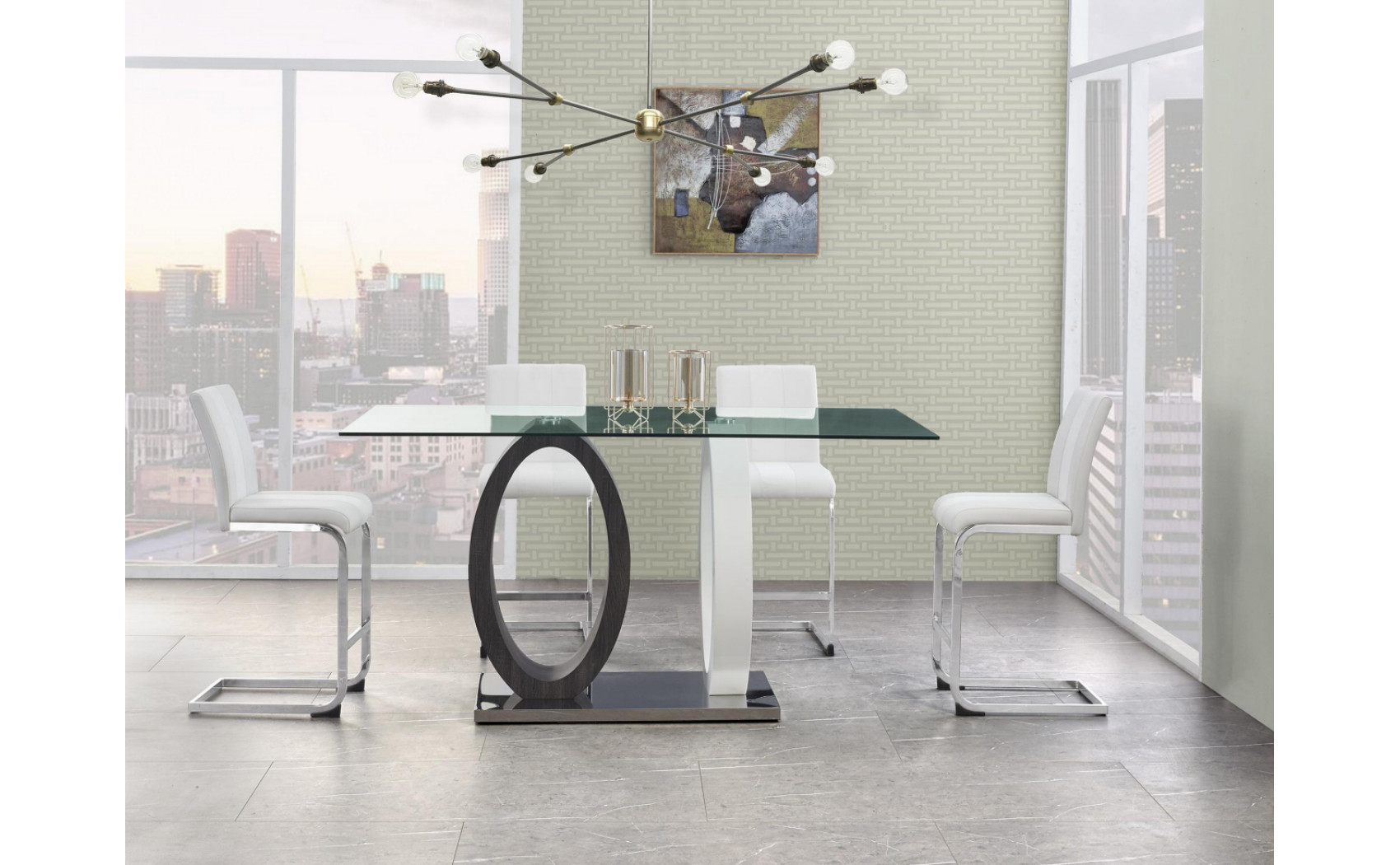 D1628DT Dining Table Glass White / Grey Global Furniture
